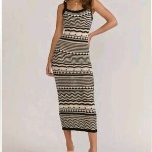 Joie knit black and white striped maxi dress
